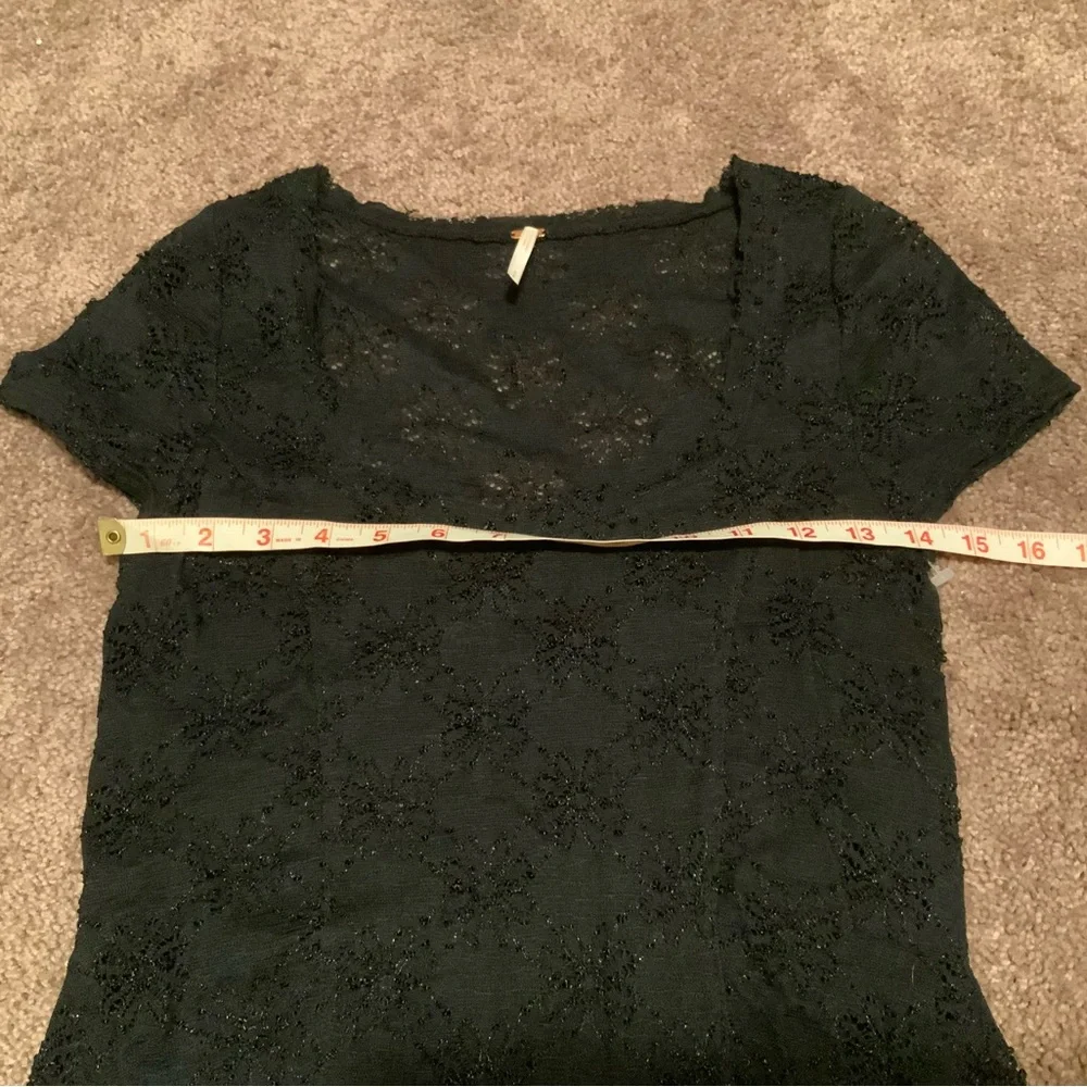 Free People Square Neck Floral Lace Dress Black Size S/P  Raw Edges, fully lined - Picture 5 of 6